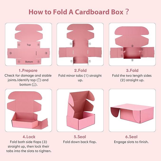 6x4x3 inches Shipping Boxes Set of 25, Small Corrugated Cardboard Box, Literature Mailer, Gift Boxes (Pink, 6x4x3)