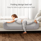 Folding Bed Rail for Toddlers,Baby Bed Rail Guard with Reinforced Anchor Safety System,Fit Bunk,Full Size,Queen,King,Twin(Grey,43"x23.6")