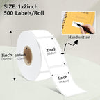 1X2 inch Label Stickers Roll for Thermal Printer 500PCS White Colored Removable Freezer Labels Waterproof Blank Sticker Labels to Write on for Food Containers and Jars