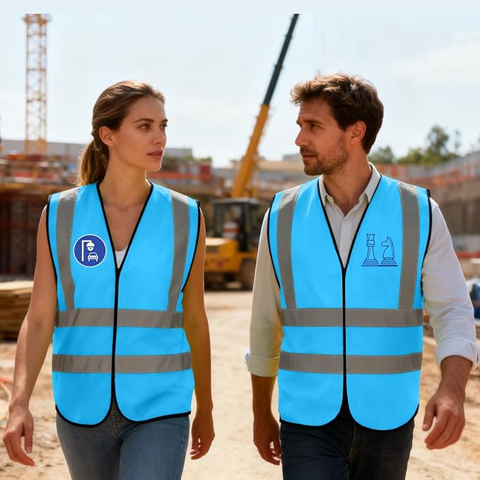 BeautyWill Custom Safety Vest Customized Logo Class 2 High Visibility Reflective Vest with Pockets Construction workwear
