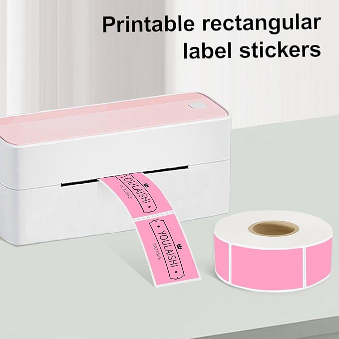 1x2 inch Label Stickers Roll for Thermal Printer 500PCS Pink Colored Removable Freezer Labels Waterproof Blank Sticker Labels to Write on for Food Containers and Jars