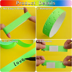 1200 Pcs Plastic Paper Wristbands for Events Neon Color Wrist Bands Concert Identification Wristbands Paper Bracelets Wristbands Party Hand Bands (Fluorescent Green)