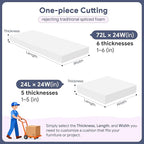 Upholstery Foam 2×24×72 Inch High Density Foam Strong Support Seat Foam for Couch Cushion Replacement Furniture Cushions Car Cushions DIY Projects (2PC)