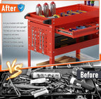3-Tier Rolling Tool Cart, Heavy Duty for Mechanics, 400 LBS with Drawers, Red