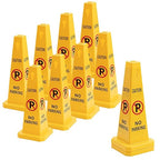 10 Pack No Parking Cones 26.38 Inch Four Sided Visibility Traffic Safety Cone No Parking Sign Floor Standing Yellow for Lawn, Driveway, Garage, Yard, Fire Lane, Construction, Street