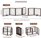 JSB 144-inch Extra Wide 30-inch Tall Dog gate with Door Walk Through, Freestanding Pet Gate for Halls, Stairs & Home, Pet Puppy Safety Dog Fence with 2PCS Support Feet (Espresso)
