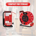 Extension Cord Storage Reel with 4-Grounded Outlet & 2 USB Port, 15A Circuit Breaker, Heavy Duty Open Cord Reel for 12/3,14/3 Gauge Power Cord, Hand Wind Retractable, ETL Listed Red R85CR06