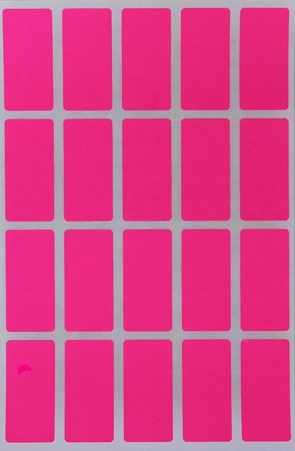 Royal Green Rectangular Colored Tag Stickers in Neon Pink (40mm x 19mm) 1.57 inch x 0.75-2000 Pack