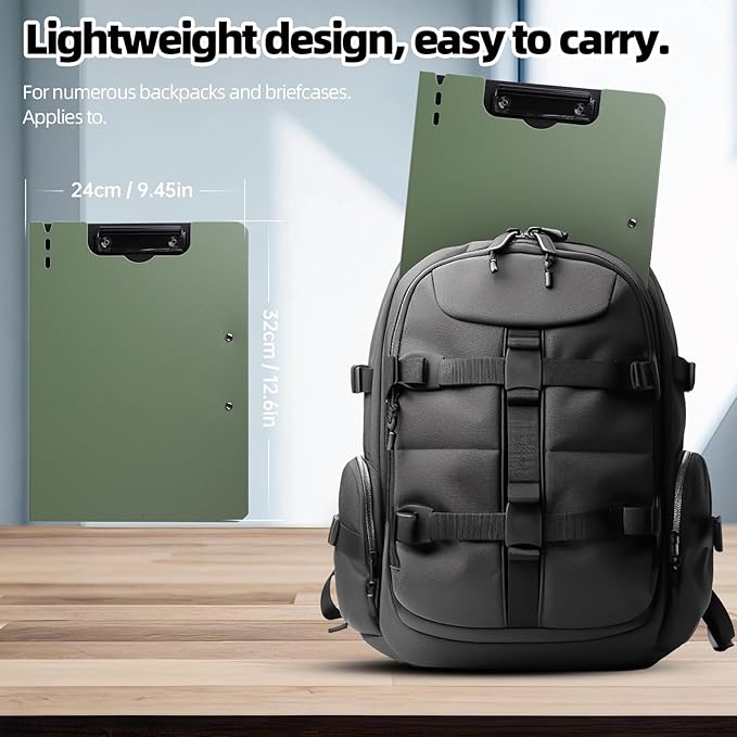 Clipboard Folder, 2 Pcs A4 Foldable Clipboard with Horizontal and Vertical Double Metal Clips, 360 Degree Foldable Binder Clipboards with Pen Holder, File Cover Work Folder Clipboards, Green