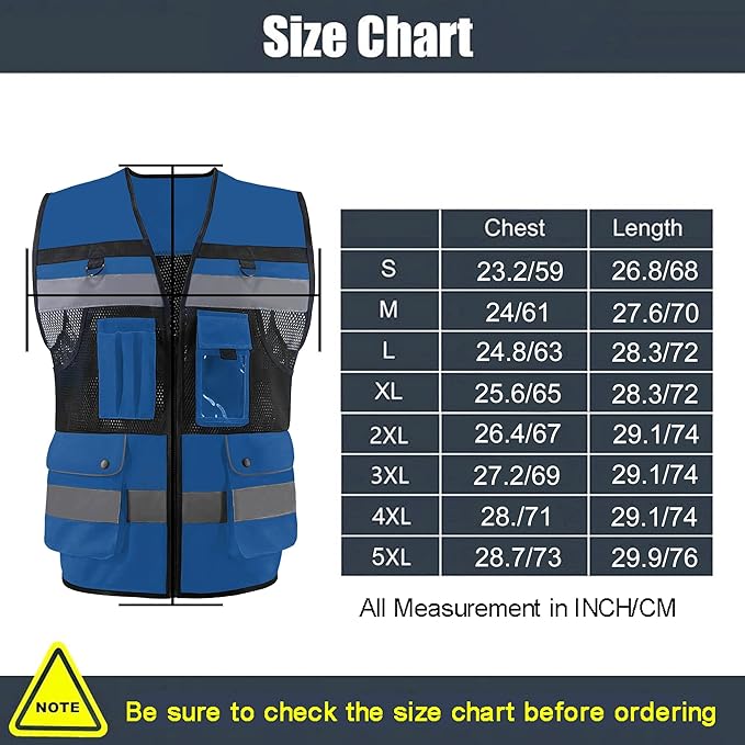 Safety Vest High Visibility Reflective Construction Vest for Men Women
