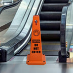 26.5" Caution Cones, 4-Sided Visible Safety Signs with Heavy Rubber Base, Warning for Slip & Fall Prevention, Indoor/Outdoor Use (8, Do Not Enter-Orange, 26.5 inch)