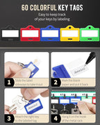 Uniclife 60 Position Key Cabinet Steel Security Storage Box with Combination & Key Lock, Resettable, Digital, Adjustable Racks, Colorful Labels & Hooks