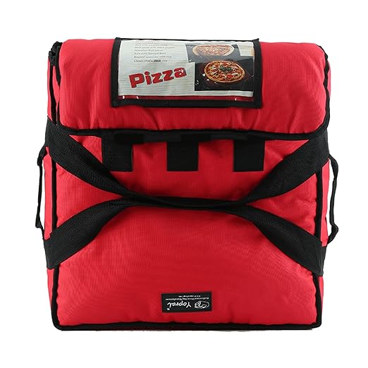 Insulated Food Delivery Bag Pizza Delivery Bags Professional Pizza Warmer Carrier Bags Moisture Free for Three 16" Pizza (PB03-0016-RED)