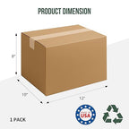 12x10x8 Shipping Boxes, 1Pack Corrugated Cardboard Boxes Small Shipping Box Moving Boxes for Business Packaging Box