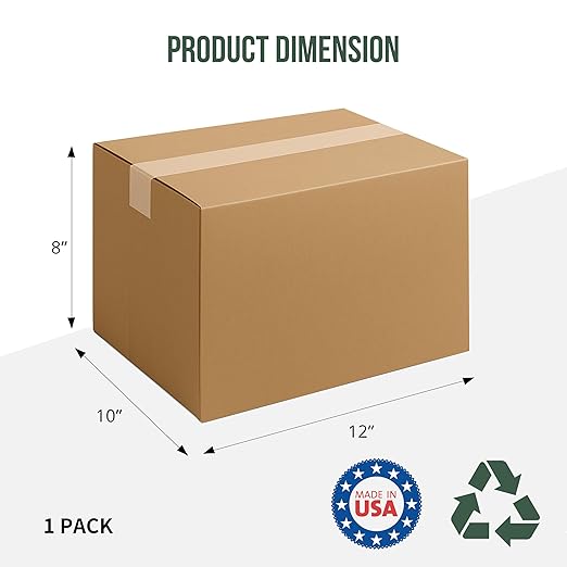 12x10x8 Shipping Boxes, 1Pack Corrugated Cardboard Boxes Small Shipping Box Moving Boxes for Business Packaging Box