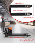 Electric Pallet Jack Truck 4400lbs Capacity - 48V 1000W 20Ah Powered Pallet Jack Truck Lithium Battery (Orange)