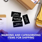 Perco Black Labels 3x5 Inch 500 Stickers/Roll with Easy Peel Perforation and Strong Adhesion for Inventory Management, Color Coding, Moving Boxes, Retail, Organizing & Crafts – Made in USA