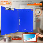Aluminum Magnetic Clipboard A4 Metal Strong Fixed Magnet Message Clip Board Stainless Hangable w/Pen Holder Letter 9" x 12.6" for School Office Forklift Factory Workshops Garage Wharf Supplies (Blue)