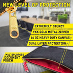 Rough Enough Important Document Storage Bag File Folder Organizer Pouch with Zipper Black Waxed Canvas Water Repellent for Travel Office Home