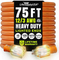 75ft Outdoor/Indoor Extension Cord 12/3 Gauge Extra Heavy Duty 3 Prong SJTW, Waterproof, ETL Listed, Flexible Cold-Resistant Long Power Cord,15A 125V 1875W, Orange by LifeSupplyUSA