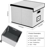 Huolewa File Organizer Box with Lid, Collapsible File Folder Organizer for Office Document Storage, Filing Box with Plastic Slide for Letter Size Hanging File Folders(1 Pack, Light Grey)