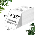 SJPACK 4 x 6 Fanfold Label, 10000 Thermal Shipping Labels for FedEx Shipping Label (10 Stack- 10000 Labels)