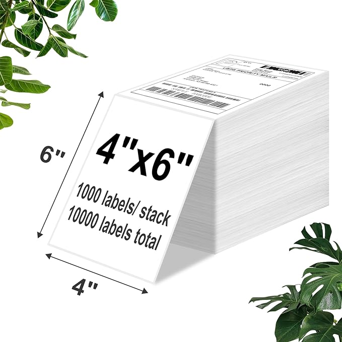 SJPACK 4 x 6 Fanfold Label, 10000 Thermal Shipping Labels for FedEx Shipping Label (10 Stack- 10000 Labels)