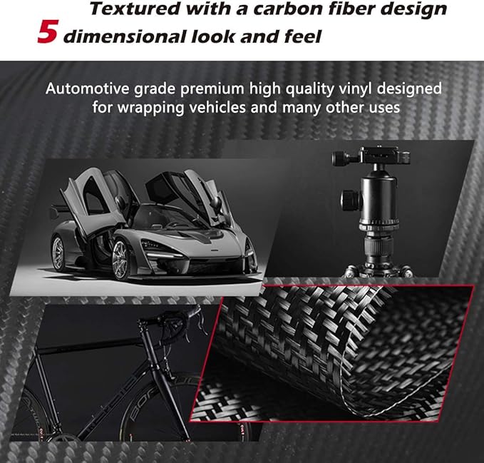 CloudBuyer Universal Car Door Edge Protector, Carbon Fiber 5D Gloss Black Vinyl Wrap Film with Anti-Collision Protection for Most Vehicles (33Ft x 2.7In, Black)