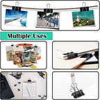 144 Pcs Binder Clips, 1-Inch Medium Paper Clamps for Document Clamp, File, Wide Metallic, Office School and Home Supplies（Black）