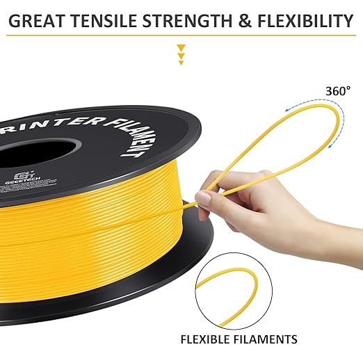 Geeetech Yellow PLA Filament 1.75mm, 3D Printer Filament Dimensional Accuracy +/- 0.02 mm, Upgrade Tidy Winding Tangle-Free, 1kg Spool(2.2lbs) Fit Most FDM 3D Printers