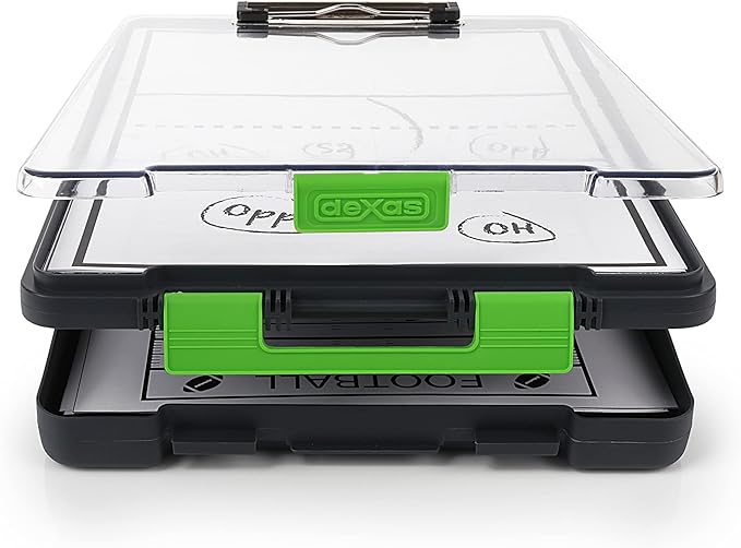 Dexas Clearview Clipcase clipboard13.75 X 9.5 in, Green. See Papers Clearly Outdoors, Stay Organized and Dry. Ideal for Coaching, Teaching, homeschooling, Art, Trades, and Medical pros