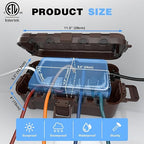 Flemoon [2 Pack] Outdoor Electrical Box Waterproof, Medium Weatherproof Electrical Box (11.5x5.2x4 inch) w/6 Cable Entry Ports, Extension Cord Cover for Power Strip, Timer, Plug, Holiday Light, Brown