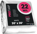 PROTARP Extreme Heavy Duty 22 Mil Tarp Cover, Waterproof, UV Resistant, Rip and Tear Proof, Poly Tarpaulin with Reinforced Edges for Roof, Camping, Patio, Pool, Boat. (White 30′ X 30′)