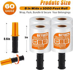 Stretch Film Shrink Wrap for Moving Supplies (5inch, 4 Pack) x 1000ft, Industrial Strength Plastic Wrap Stretch Roll for Pallet Wrapping Shipping Moving Boxes Storage Furniture with Handles, Clear