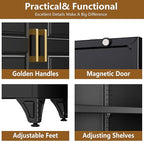 Kitchen Pantry Cabinet, 75" Tall Pantry Cabinet with Drawer, Metal Storage Cabinets with Doors and Shelves, Freestanding Food Cupboards for Dining & Living Room, Black, Assembly Required