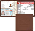 Car Insurance and Registration Holder, 5.5 x 5 Inch PU Leather Vehicle Glove Box Organizer Wallet Case for Insurance Card, Driver License, Paperwork - Brown