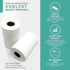 Receipt Paper Roll for Valor Paytech VL 110 and VL 500 Credit Card Machine (10 Rolls)