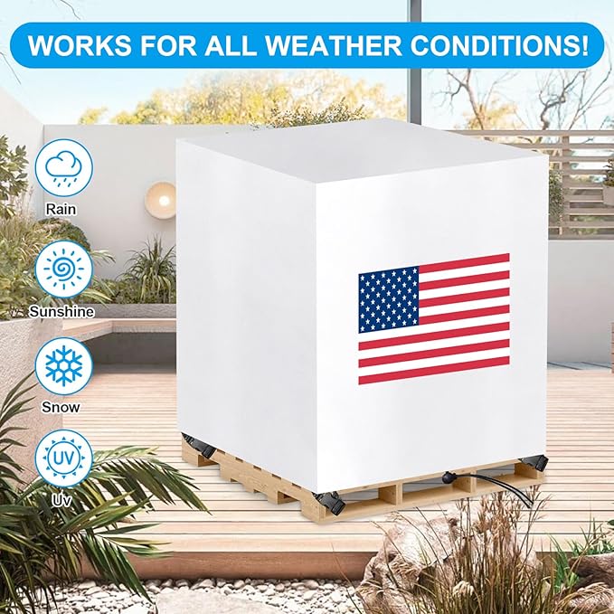 Pallet Cover Tarp Waterproof, Pallet Covers Heavy Duty Waterproof bulk Pallet Covers 48 x 48 x 60'' Outdoor Pallets Tarps Bulk Box Cover 48 x 48 x 60'' Custom White Fits Wood Patio Furniture