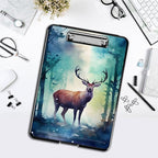 Clipboard with Storage,Office Supplies Nursing Clipboards Folder with Pen Holder Plastic Foldable Clip Board with Storage for Nurse Teacher,Watercolor Forest Deer