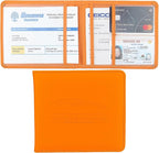 Car Registration and Insurance Holder, Premium Pu Leather Vehicle Glove Box Organizer - for Driver License, Cards & Essential Documents (S-Orange)