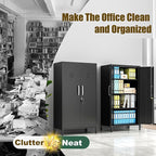 Metal Locker Cabinet, 27" W Bathroom Storage Cabinet, Vertical Steel Storage Cabinet with Locking Door and 3 Adjustable Shelves, Garage Tool File Lockers for Home Office, Garage, Bathroom, Black