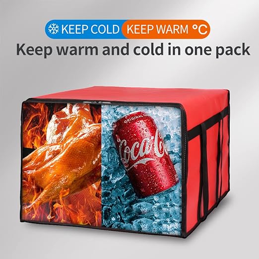 Bodaon Insulated Pizza Delivery Bag, 20" x 20" x 14" Pizza Warmer Bags for Carry Hot, Rideshare Delivery Bag, Food Warmers for Parties, Pizza Carrier for Commercial Drivers, Red, 1-Pack