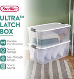 Sterilite 16-Pack Ultra Latching Box, Storage Bins with Lids, Clear Plastic, 116 Quart - Heavy-Duty Organizing Containers for Closet, Bathroom, and Office