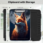Clipboard with Storage,Office Supplies Nursing Clipboards Folder with Pen Holder Plastic Storage ClipBoard Foldable for Teacher Nurse,Fox and Moon