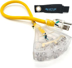 2 ft Short Outdoor Extension Cord Waterproof - 12 Gauge Heavy Duty Extension Cord Splitter Outdoor 2 ft - Lighted Outdoor Extension Cords with Multiple Outlets - Watts Wire - 2' Grounded
