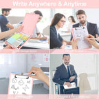 Small Clipboard with Storage, A5 Clipboards with Pen Holder, Half Letter Clip Boards 6x9 Mini Plastic Clipboard with Low Profile Clip for Classroom, School, Office Supplies (Light Pink)