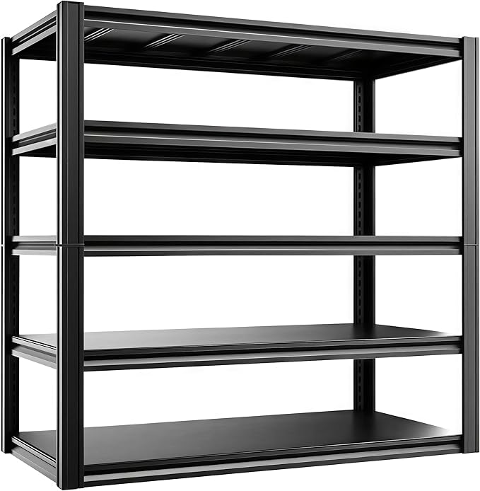 5-Tier 55" W x 24" D x 84" H Garage Shelving 3500LBS Storage Shelves Heavy Duty Metal Shelf Unit Adjustable Basement Industrial Storage Racks (84 * 55 * 24)