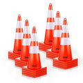 [24 Pack] HiGiant 28 inch Traffic Safety Cones with Reflective Collars, Sturdy Orange PVC Cones for Road Safety, Parking lot and Driving Training
