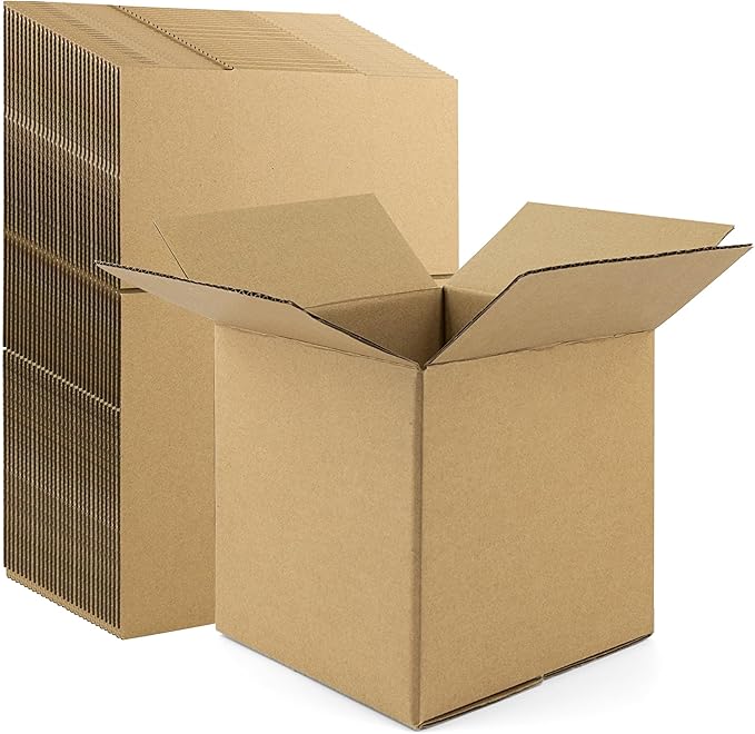 Frametory 7x7x7 Pack of 28 Corrugated Cardboard Packing Shipping Mailing Moving Carton Boxes, Brown