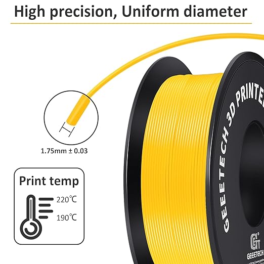 Geeetech Yellow PLA Filament 1.75mm, 3D Printer Filament Dimensional Accuracy +/- 0.02 mm, Upgrade Tidy Winding Tangle-Free, 1kg Spool(2.2lbs) Fit Most FDM 3D Printers